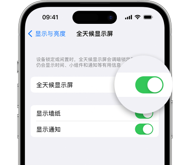 新龙苹果15预约维修分享iPhone15如何设置全天候显示屏幕可见 