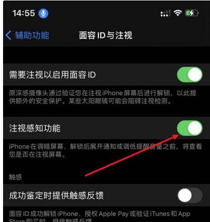 新龙苹果14维修网点分享iPhone14注视感知功能有什么用 