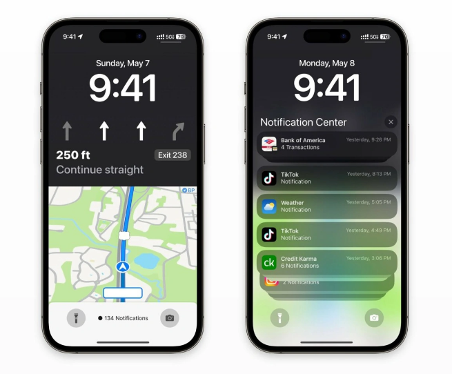 新龙苹果维修服务分享iOS17锁屏地图导航半屏显示长什么样 